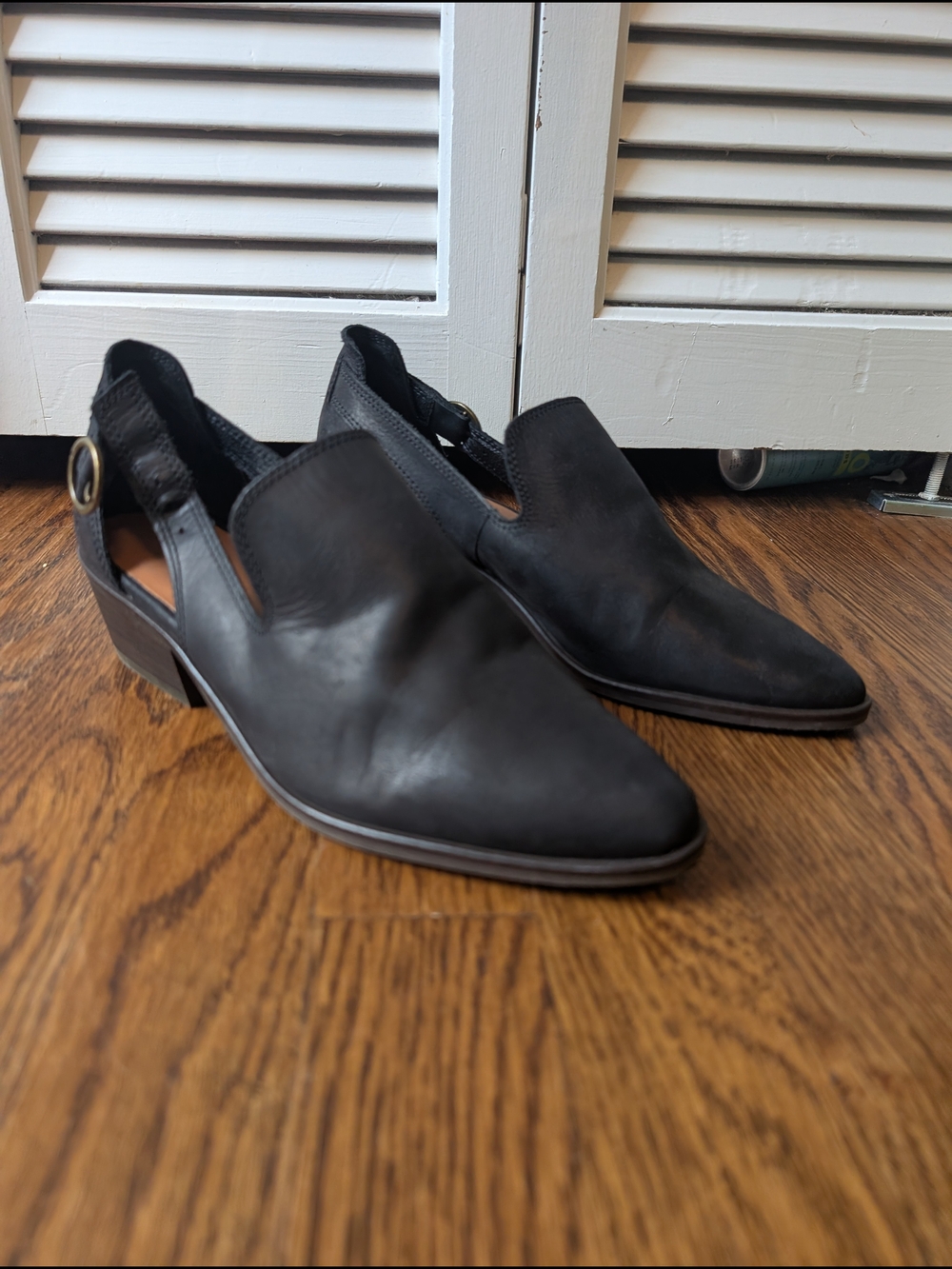 Lucky Brand Black Leather Slip-On Heel Shoes